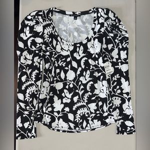 🖤 NWT! INC Floral Puff Shoulder Blouse